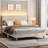 Abe Aadi Corduroy Upholstered Platform Bed with Channel-Tufted Headboard, Modern Bed Frame with Soft Padded Edges and Ambient LED-755949442-755949447-599356191