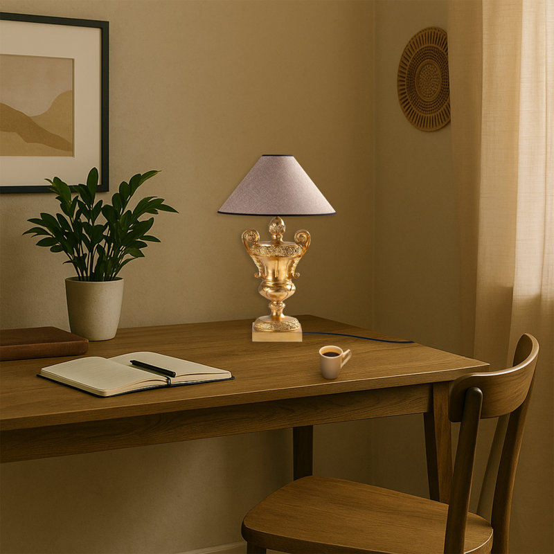 Lampe de chevet Golden Fabric Cap, Beige