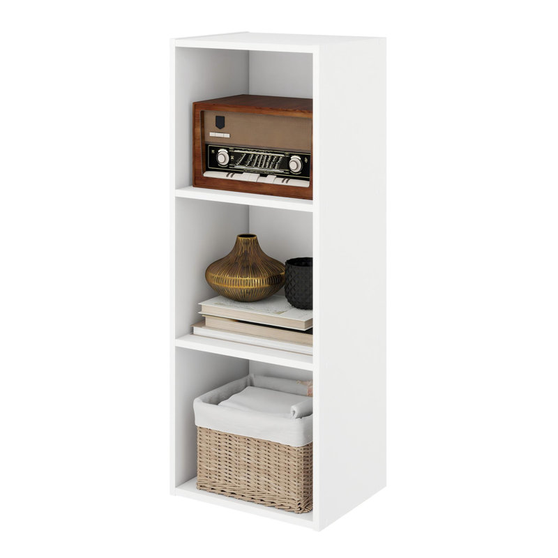  Luder Reversible Color Open Shelf Bookcase, White, (3 Shelves) 31.5"H x 12"W x 9.3"D