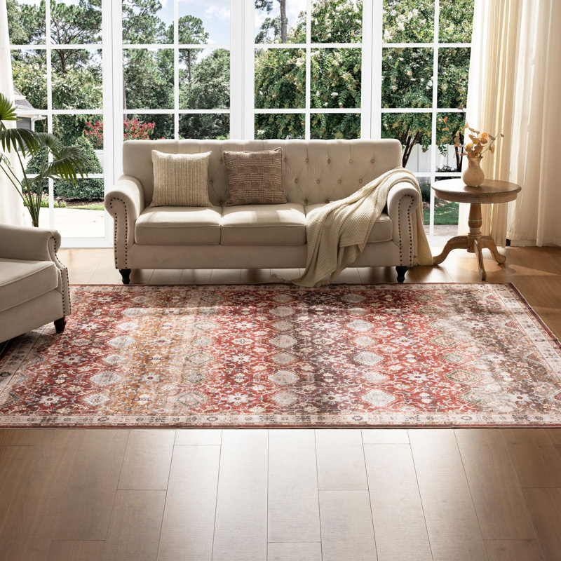 Tapis rétro lavable à la machine - Tapis doux avec envers antidérapant pour le salon, la chambre à coucher et le bureau