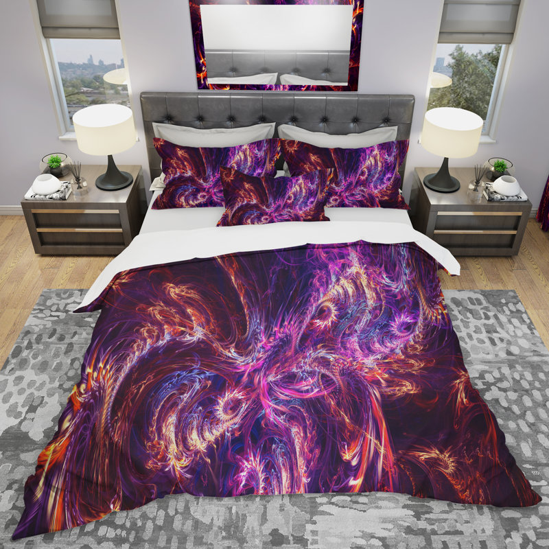 Abstract Tidal Wave At Night - Ensemble de housse de couette Abstract - Microfibre de polyester