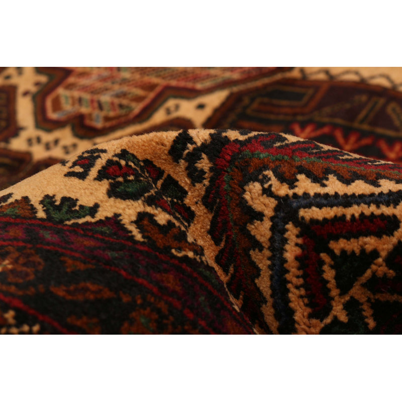 Tapis beige et brun Teimani 3 pi 8 po x 6 pi 9 po