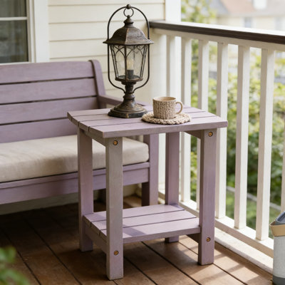2-Tier Adirondack Side Table With Double Shelf, Solid Wood Easy Assembly End Table For Indoor And Outdoor Use In Living Room, Patio, Porch, And Poolside