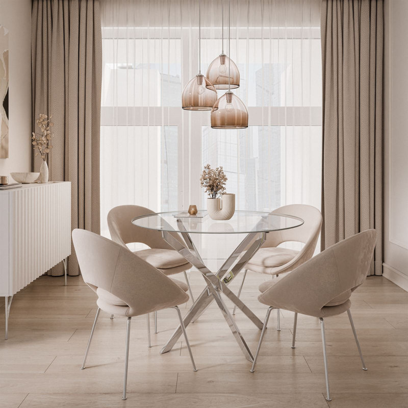 Chatalina Glass Top Dining Table, Chrome