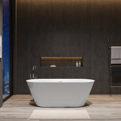66" X 29.5" Freestanding Soaking Acrylic Bathtub
