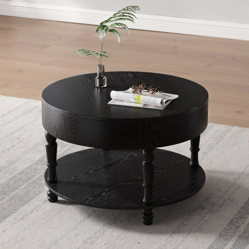 Table basse 31,5 "moderne avec rangement double et compartiment caché, Noir