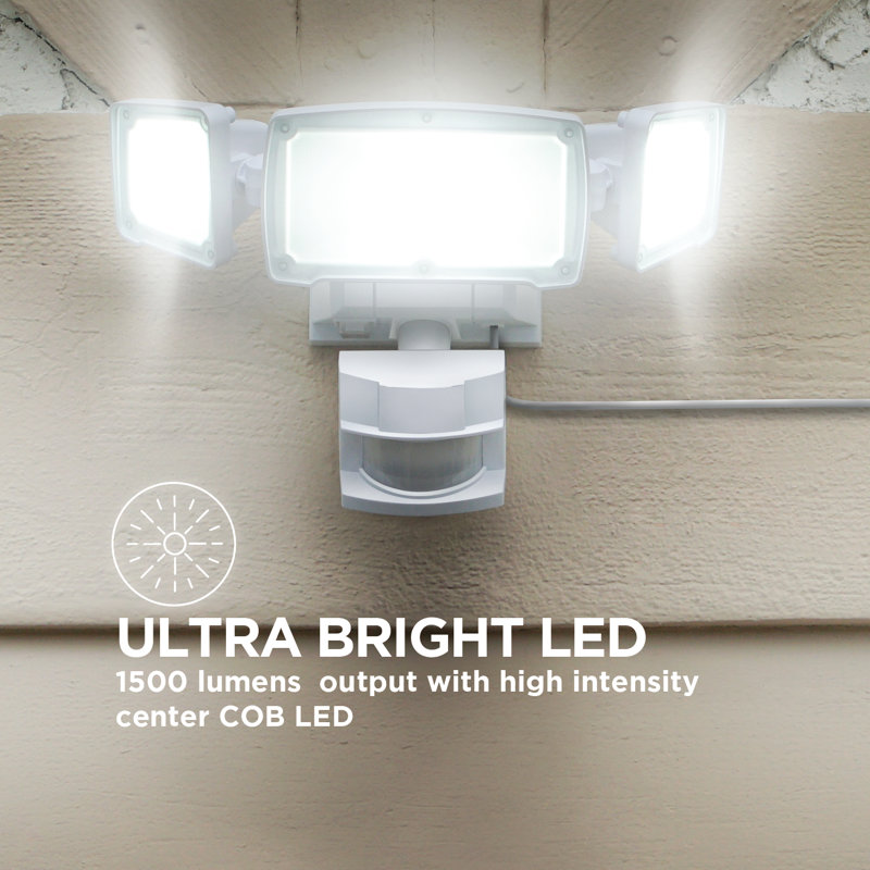 11-Watt LED Solar Power Dusk to Dawn Battery Operated Outdoor Security Flood Light with Motion Sensor, White