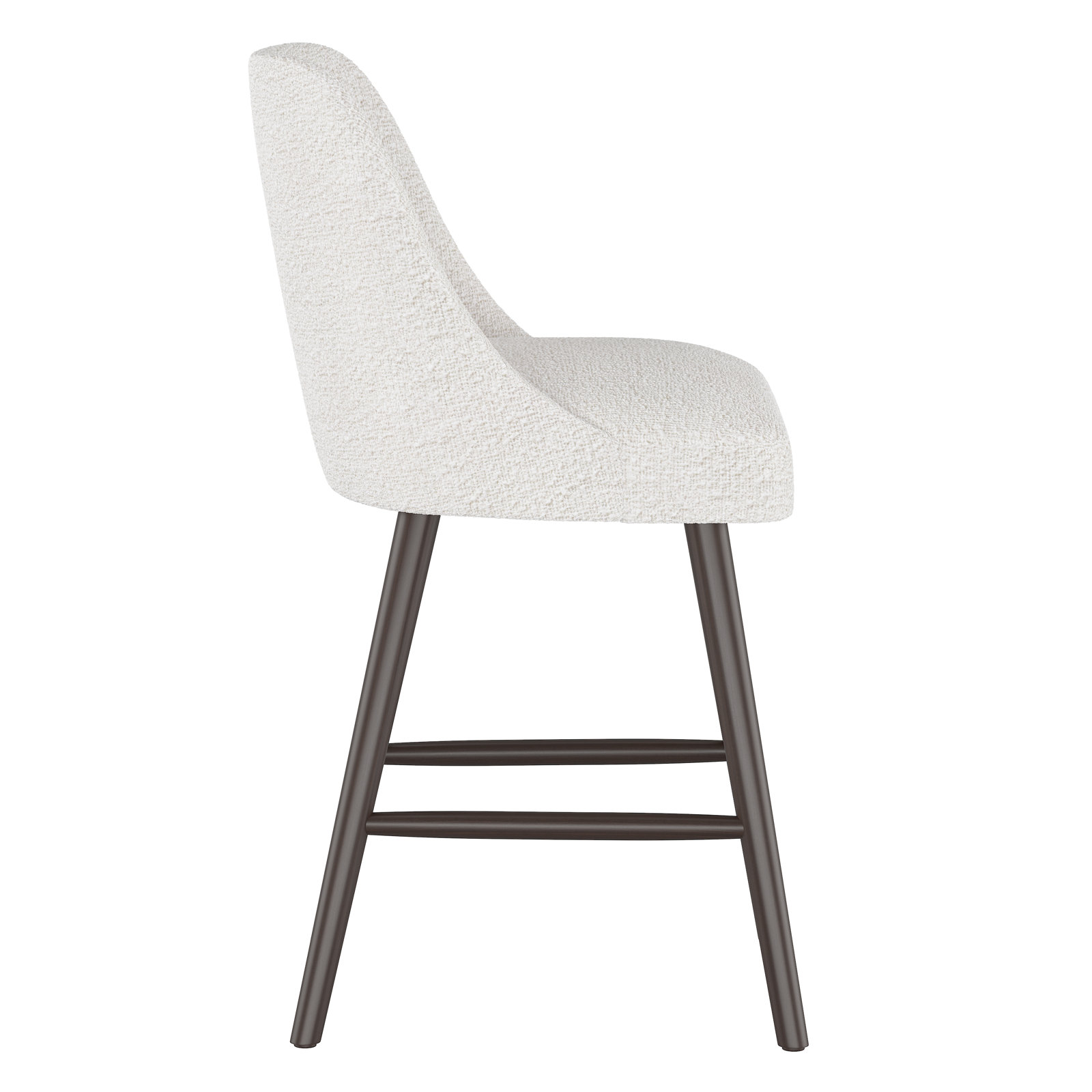 Gallie Mid-Century Modern Stool, Counter Stool (27” Seat Height), Espresso, Classic Snow Boucle