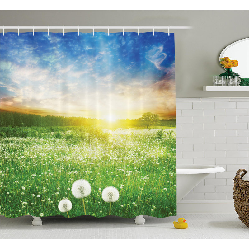 Rideau de douche à champ à fleur de printemps, H 75 po x l 69 po