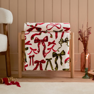 Festive Bows Machine Printed Blanket