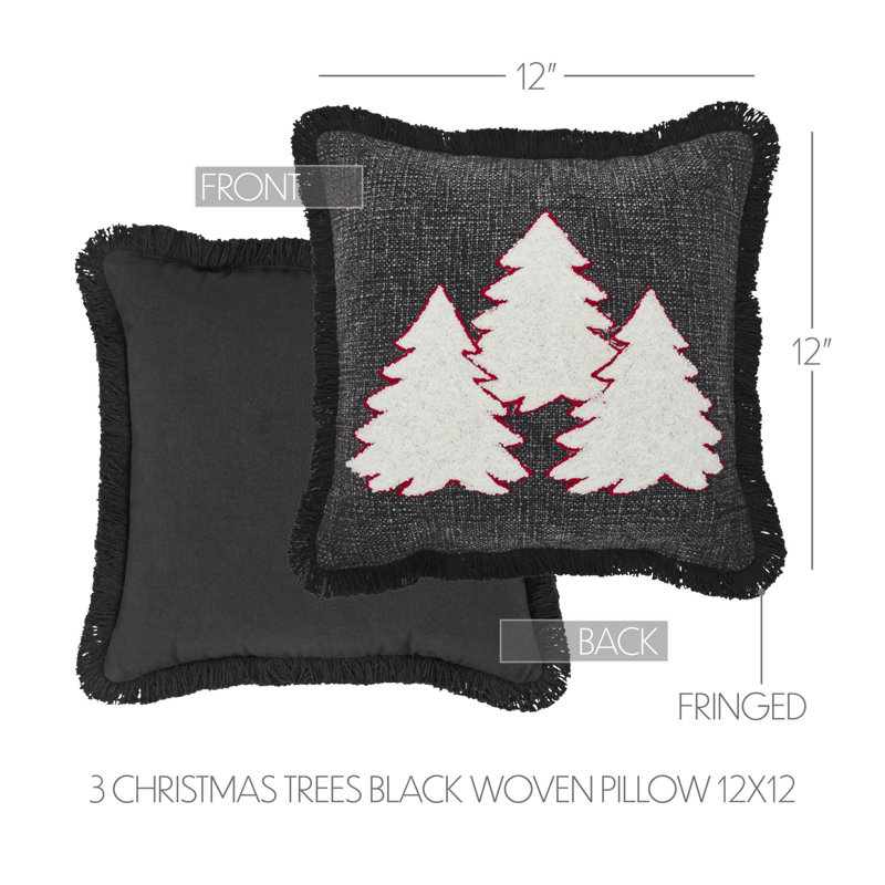 Higher Glory 3 Christmas Trees Black Woven Pillow 12x12