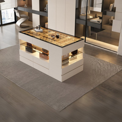 47.24"Simple white floor-standing double-sided jewelry display counter