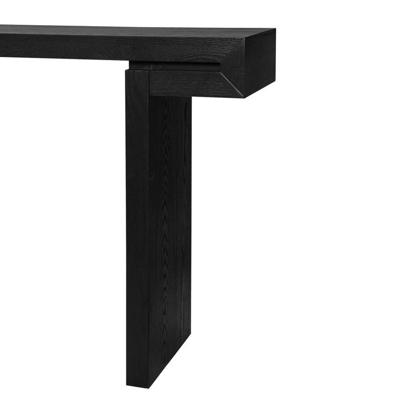 Table d'appoint de couloir noire patinée de 60 pouces, avec des détails et un design fonctionnel multi-espace de 59,85 pouces, parfait pour un décor d'inspiration rétro dans le salon