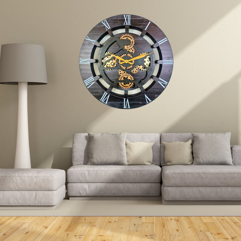 Solid Wood Wall Clock, Vintage Black