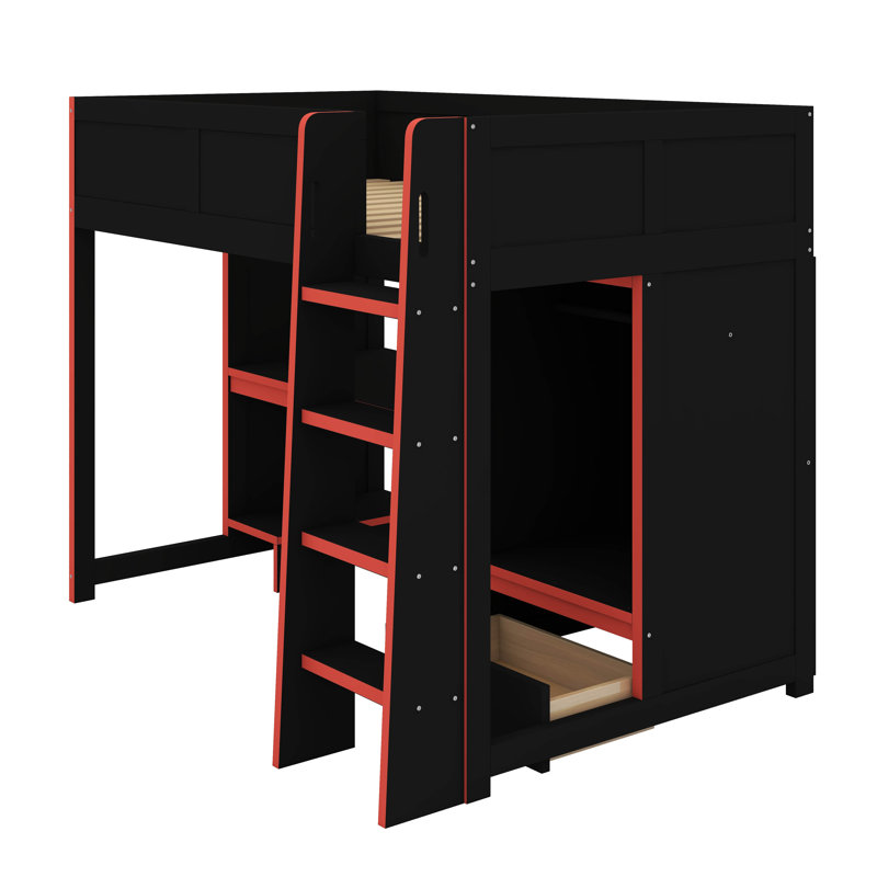 Lit mezzanine double avec bureau