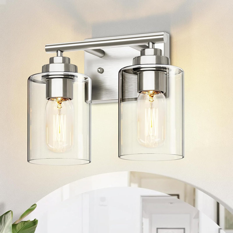 Modern Bathroom Vanity Light Fixture With Finish And Clear Glass Shade, Dimmable Wall Sconce Lighting For Bathroom, Bedroom, And Living Room