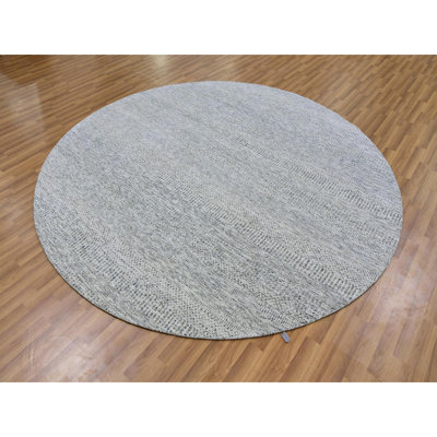 Taelen One-of-a-Kind 7'9" New Age Round Wool Area Rug Gray