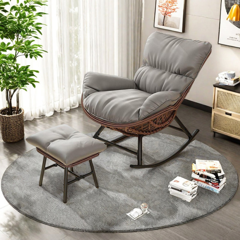Chaise berçante décontractée Home, Gris, Brun foncé