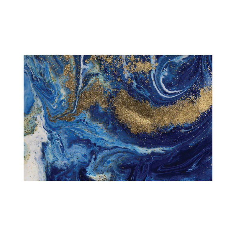 Ultramarine Gold Marble by EnShape - Wrapped Canvas Gallery-Wrapped Canvas Giclée, 20.32 cm H x 30.48 cm W
