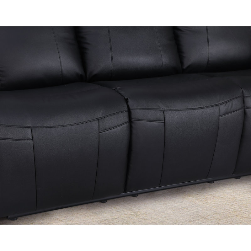 Bhuvi 70.47'' Faux Leather Reclining Loveseat, Black Faux Leather