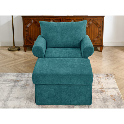 Chaise d'appoint rembourrée avec repose-pieds