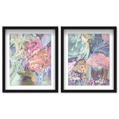 Abstract Botanicals Set Shadowbox Abstract Print by Oliver Gal, Black Frame, 16 x 20