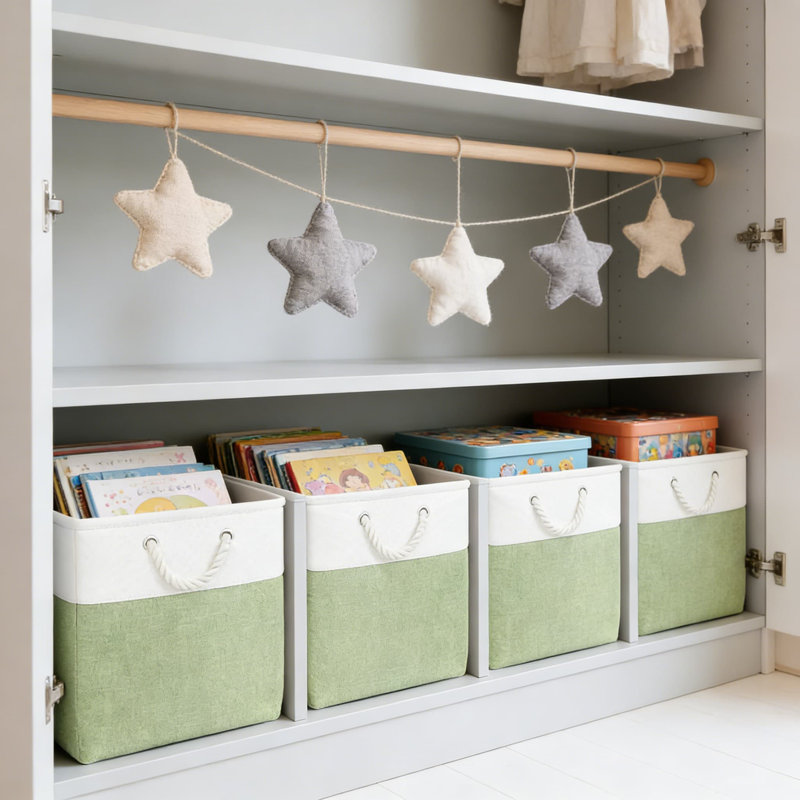 Ensemble de 6 cubes de rangement robustes en tissu pliable avec fond et poignées renforcés, bacs de rangement pliables de 13 pouces pour tablettes, placard et buanderie