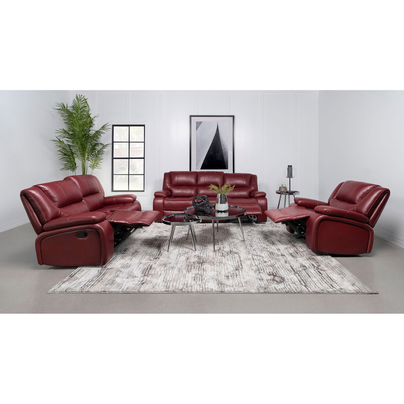 Ensemble de canapé inclinable 3 pièces Elodie, Rouge, Red