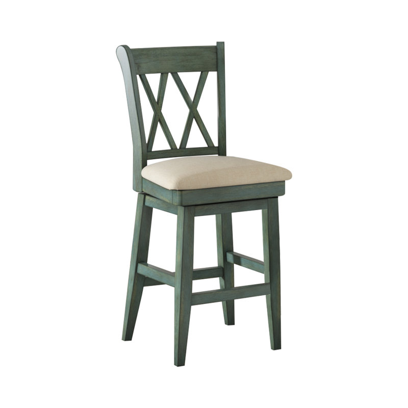 Tabouret de bar et de comptoir pivotant Fortville, Sauge antique, Tabouret de comptoir (siège d'une hauteur de 25,7