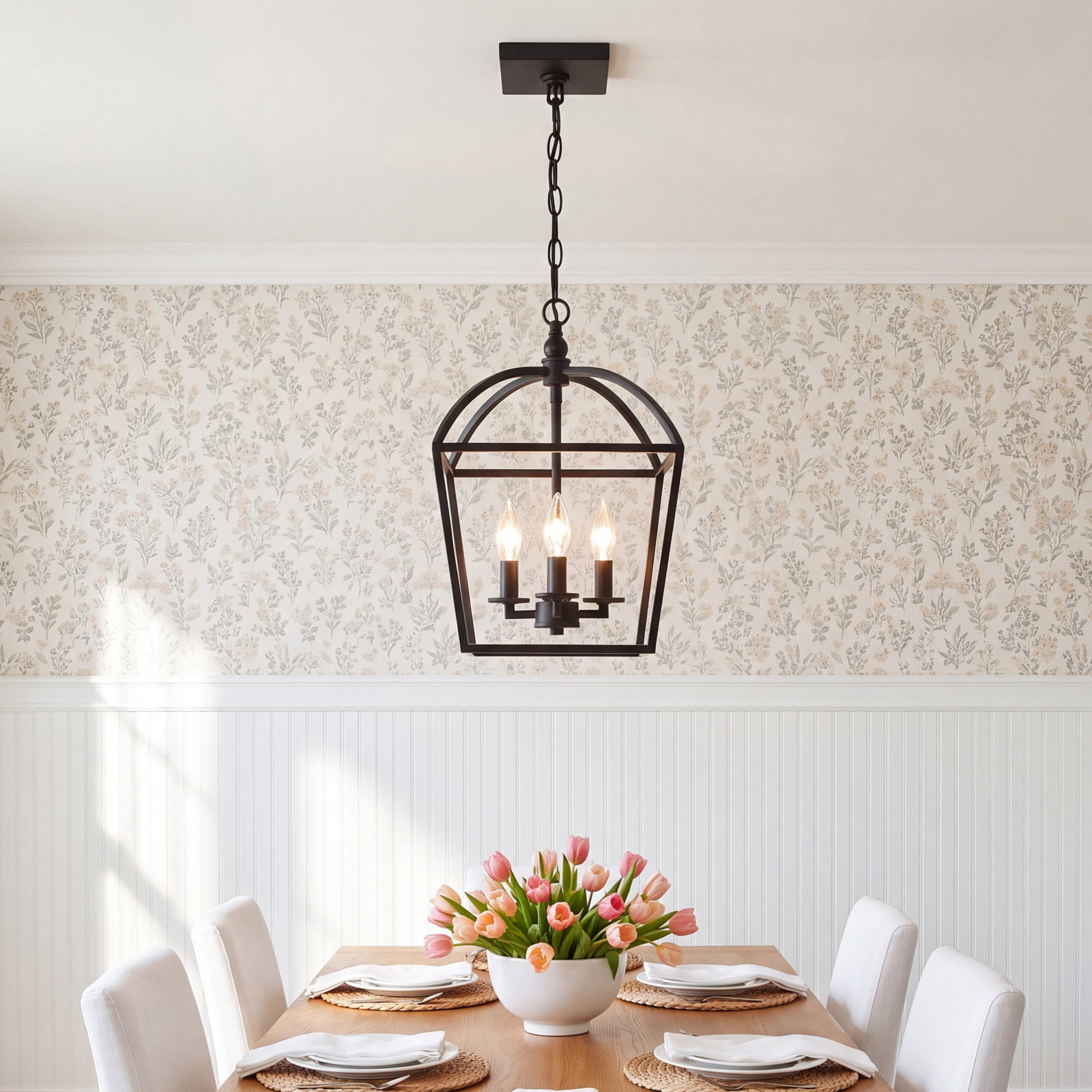 Alfreda 3-Light Chandelier, Matte Black