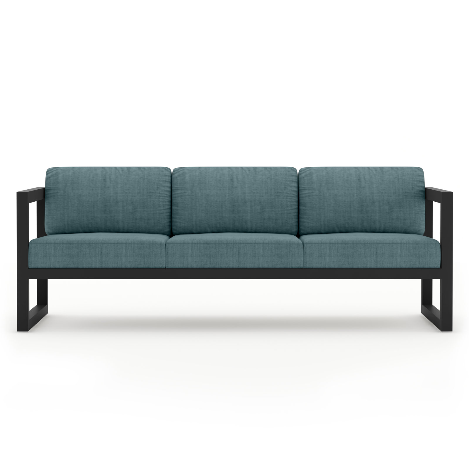 Smith 3 Piece Sofa Seating Group with Sunbrella® Cushions, Black, Cast Lagoon