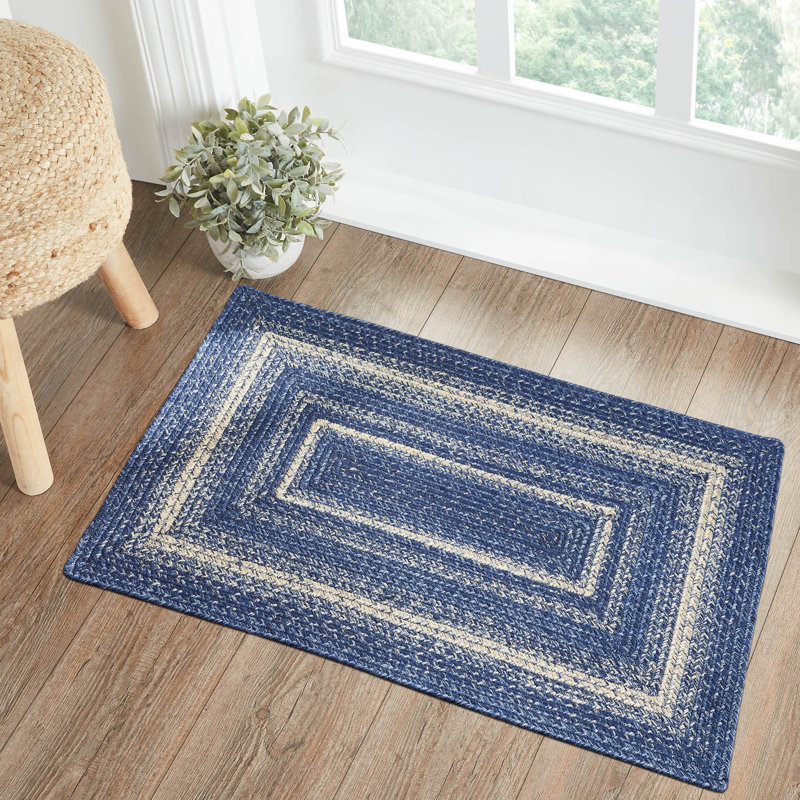 Tapis bleu tressé Birt Whistle, Rectangle 2 pi x 3 pi