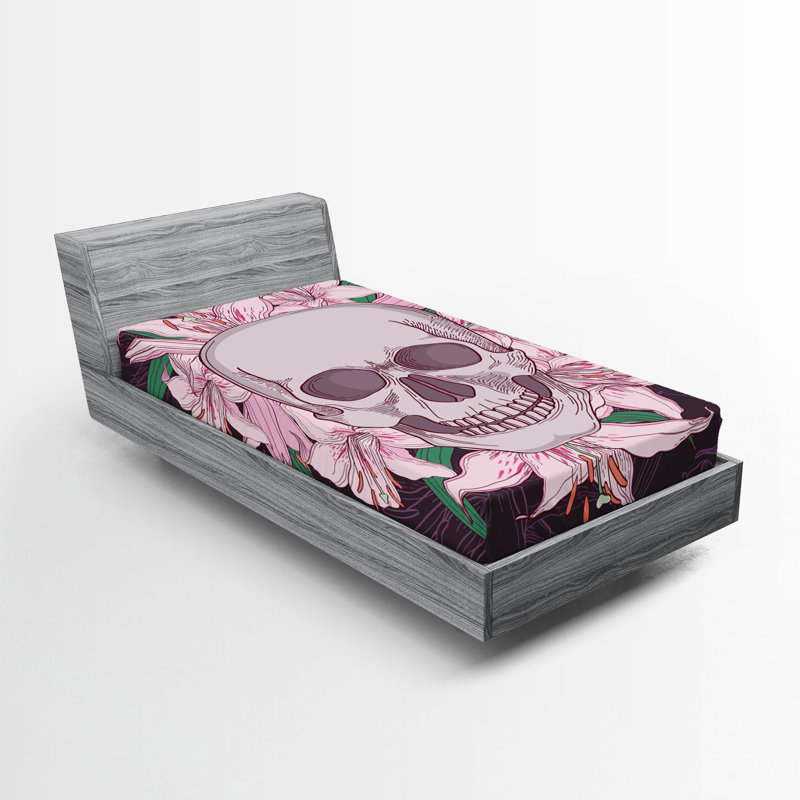 Multicolore drap-housse tête de squelette Ambesonne, Drap-housse pour lit simple
