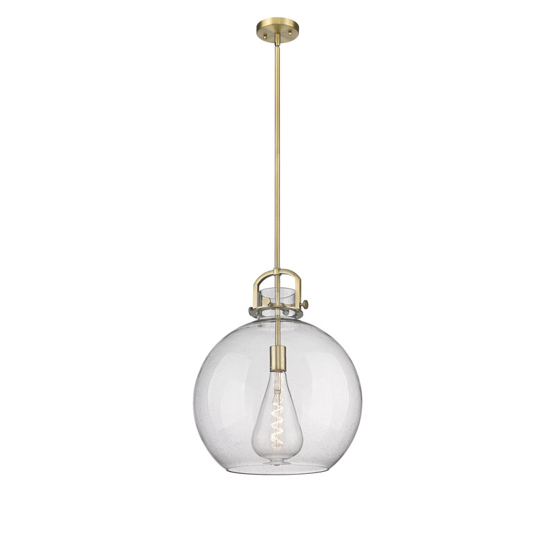 Luminaire suspendu à 1 tige Sligo, Laiton brossé, Grainé, H 19,5 po x l 16 po x P 16 po