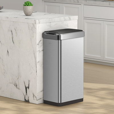 EKO Phantom-T Motion Sensor Trash Can, 13.2 Gallon/50L Brushed Stainless Steel Finish, Fingerprint Resistant Trash Bin For Effortless Waste Disposal