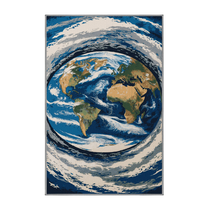 Machine Washable Space Gray Area Rug, Rectangle 8' x 12'