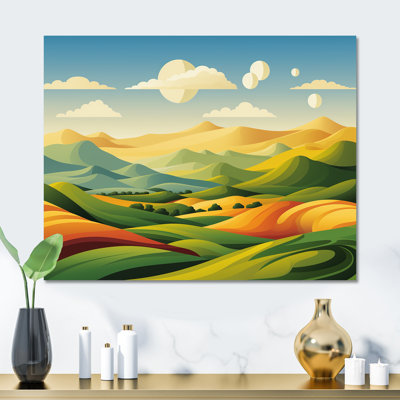 Vert et jaune, paysage charmant, Horizons - Paysage, art mural en métal