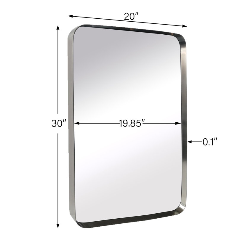 Miroir de salle de bain Arthers, Nickel brossé, H 30 po x l 20 po