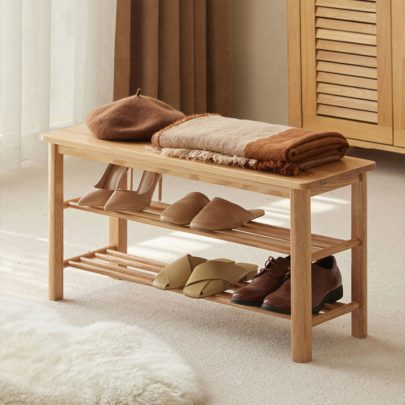 Banc en bois massif Burlywood, H 16,34 po x l 23,62 po x P 11,81 po