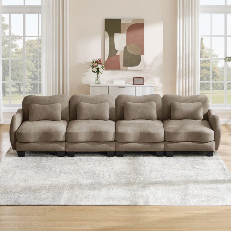 Canapé de soutien surdimensionné en chenille 4 places, avec 4 coussins de taille exquise, conception ergonomique incurvée, canapé modulaire facile à assembler pour le bureau du salon, café