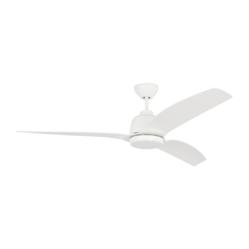 Ventilateur de plafond 60 po avec lumières DEL Carly, Blanc, H 15,40 po x l 60 po x P 60 po, Blanc