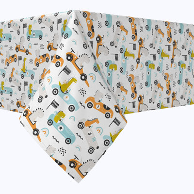 Rectangular Tablecloth, 100% Cotton, 52X104", Dino Racers
