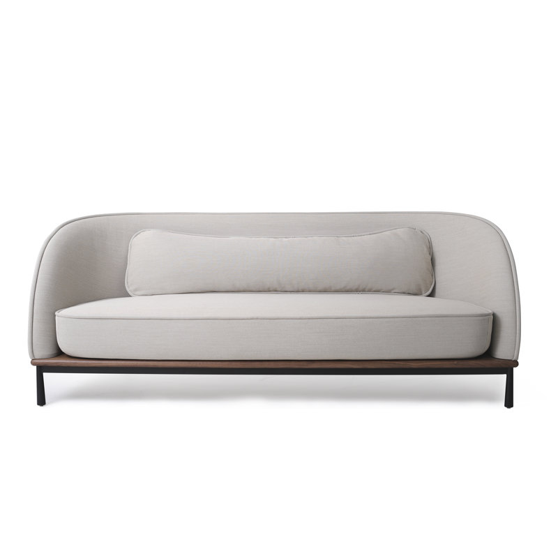 Arc Sofa Three Seater, White, Natural Walnut