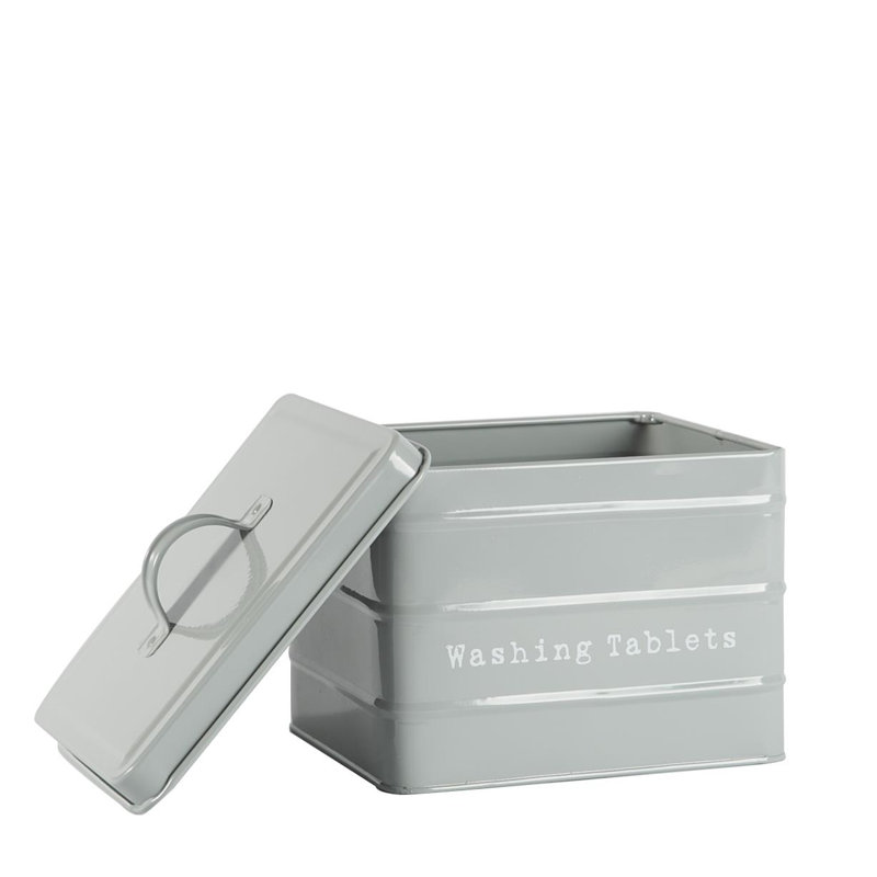 Harbour Housewares - Vintage Metal Washing Tablets Canister, Grey
