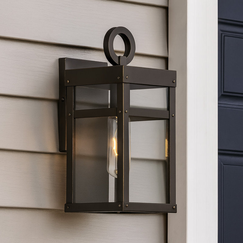 Porter Outdoor Wall Lantern, 13" H x 5.5" W x 6.5" D, Oil Rubbed Bronze