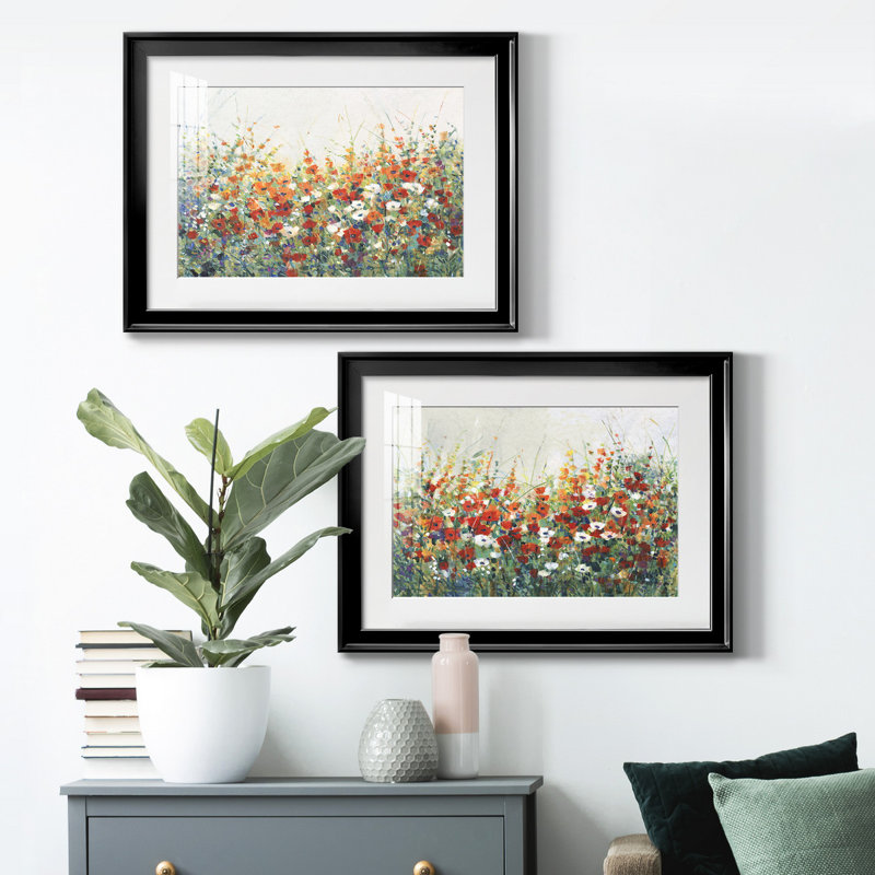 Garden In Bloom I - ensemble de 2 reproductions de cadres photo, H 36,5 po x l 53 po x P 1 po, Cadre noir
