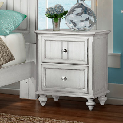 Kolya Coastal 2 Drawer Solid Wood Nightstand with USB & Power Port - On Sale by Highland Dunes