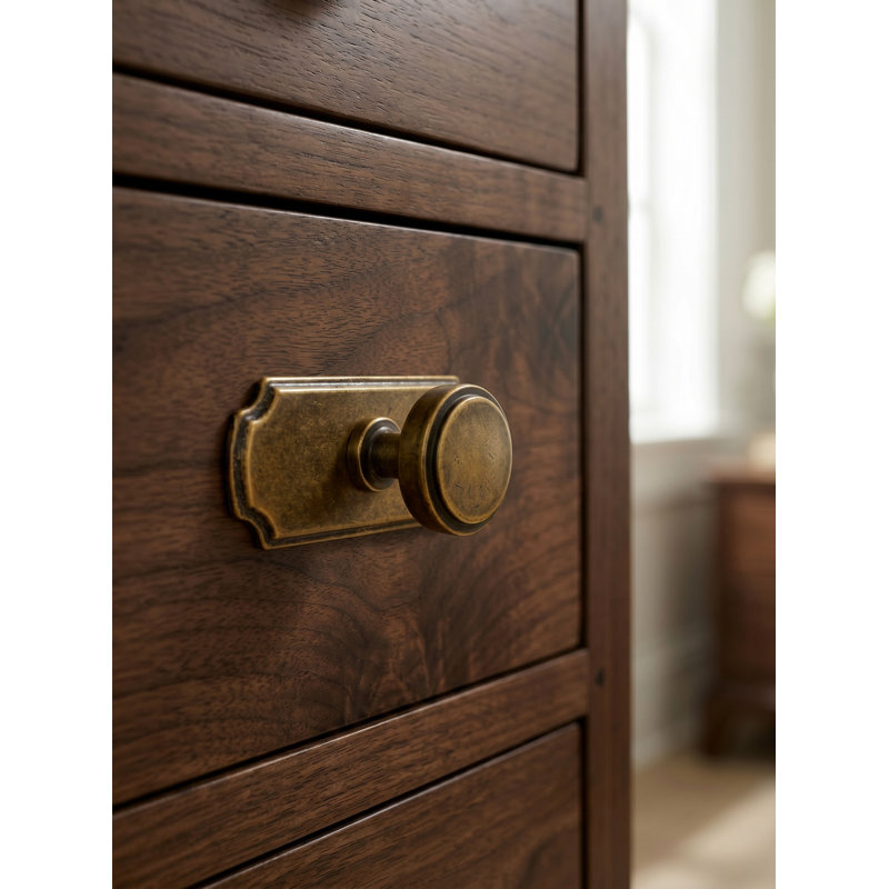 1.2" Diameter Circle Knob With Backplate-G031, Antique Brass
