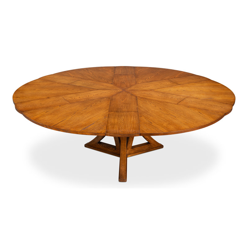 Casual Oak Round Dining Table, 30"H x 55"L x 55"W, Tobacco Brown