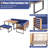 Latitude Run® 8pcs Patio Dining Set Acacia Wood L Shaped Sectional Sofa Set W/ Navy Cushions
